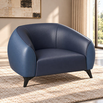 Fauteuil d'appoint moderne Gertrudt en similicuir, fauteuil lounge contemporain avec base en acier robuste, canapé une place pouvant supporter jusqu'à 136 kg (300 lb) pour salon ou bureau