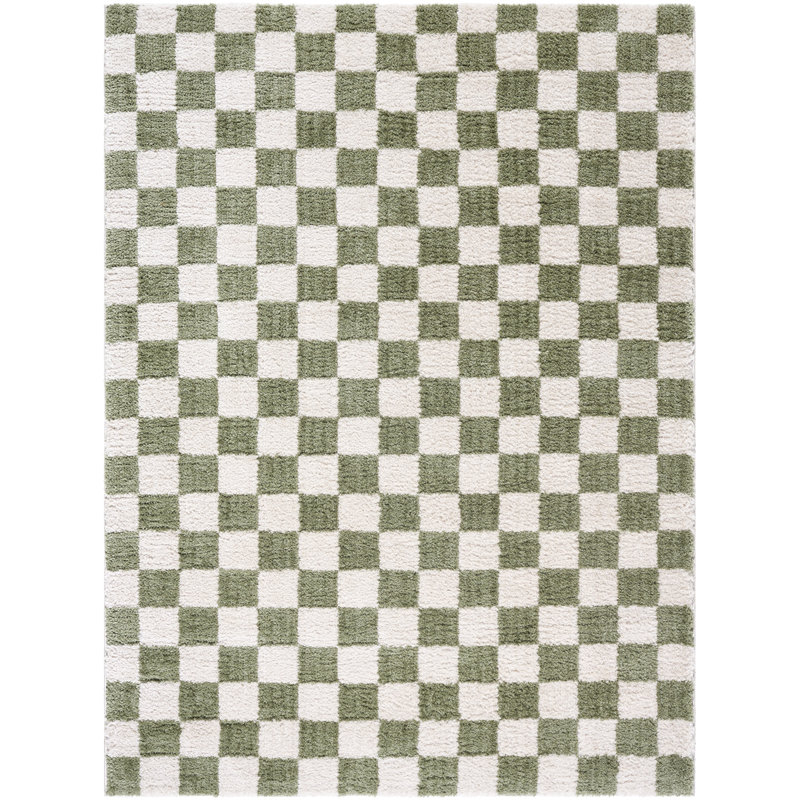 Machine Washable Shaggy Boho Grass Green Area Rug, Rectangle 140 x 200cm