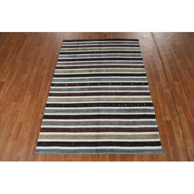 Tapis oriental rayé Gabbeh 4 x 6
