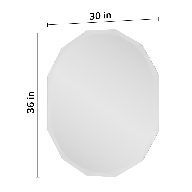 Pearlette Oval Beveled Frameless Bathroom Vanity Mirror Decorative Wall Accent Mirror, 36" x 30"