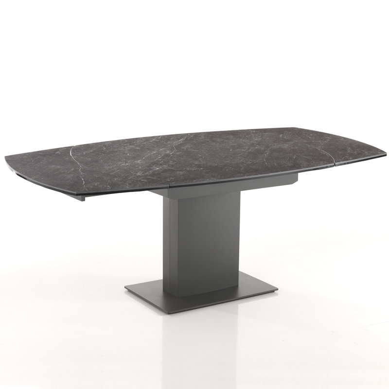 Capuano Extendable Metal Base Dining Table, Grey