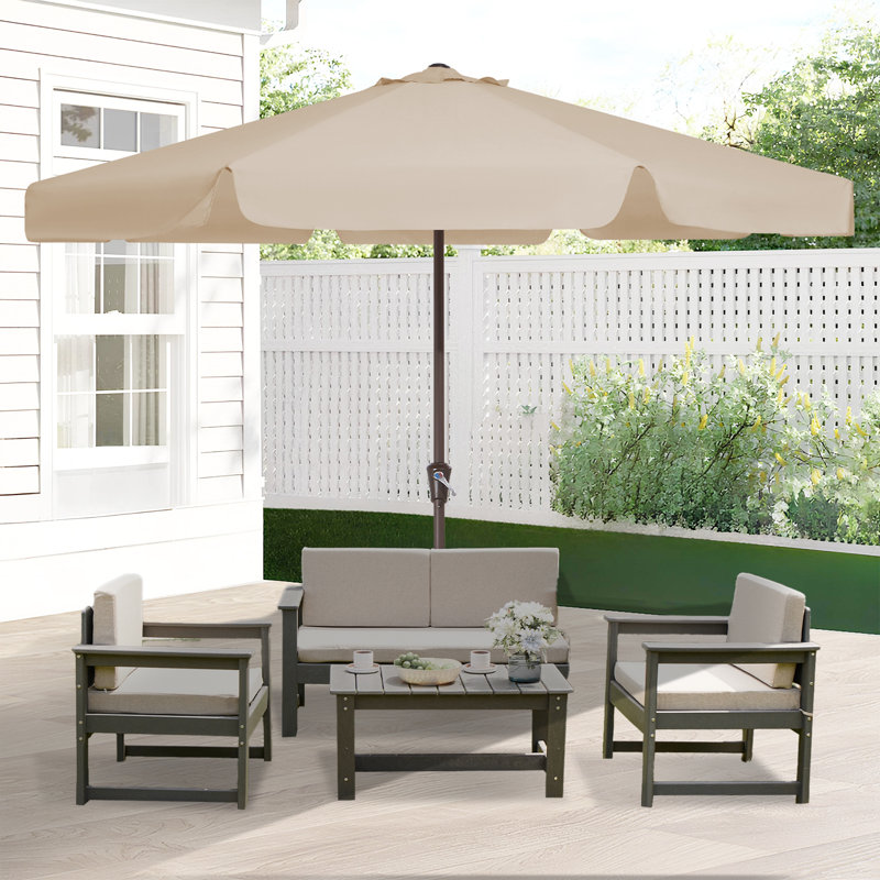 Parasol de marché pour patio extérieur, Beige, H 99,6 po x l 132 po x P 132 po