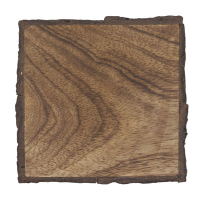 Sous-verres en bois de manguier (ensemble de 4) - Sous-verres rustiques à bord naturel pour table basse, table de salle à manger et utilisation quotidienne