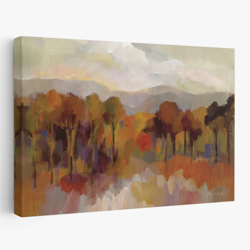 Berge avec une culture verte - nuages d'automne brun noir, H 60 po x l 40 po
