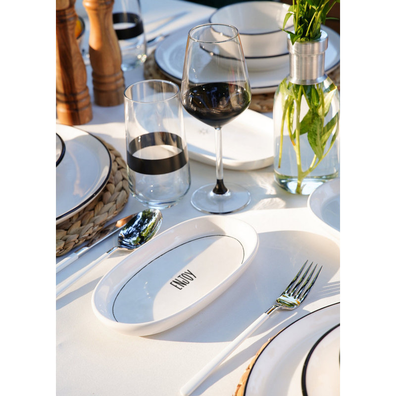 Elegant 4-Piece Platter Set, White Ceramic, 6.7 x 2.4 x 0.8 inches | 100% Dishwasher Safe | Perfect for Serving Appetizers & Desserts | Stylish Addition to Any Dining Table, Durable and Easy to Clean