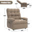 Fauteuil inclinable en tissu respirant avec télécommande et poches latérales, fauteuil électrique inclinable avec dossier et repose-pieds réglables-1488485017