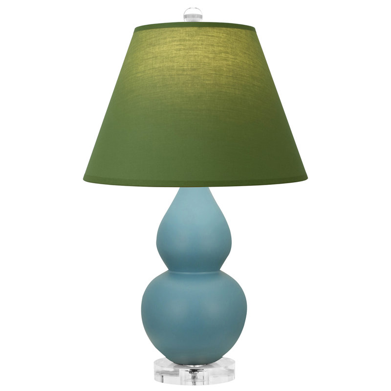 Small Double Gourd Accent Lamp, Steel Blue, Tea Green/Taupe