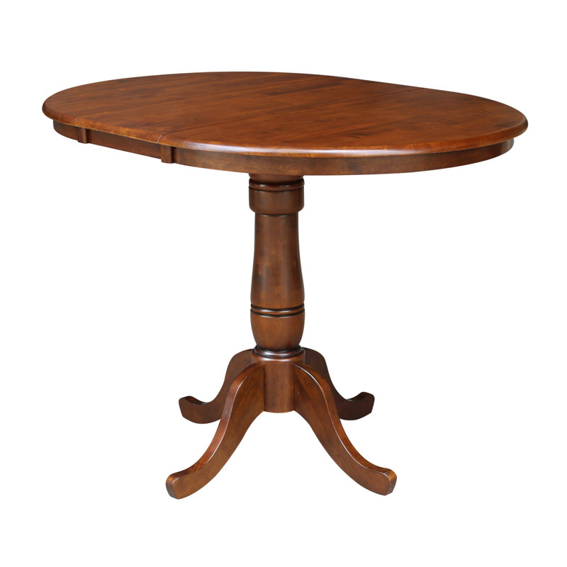 Ensemble de salle à manger à hauteur de comptoir en bois massif extensible, Espresso, 5 pièces