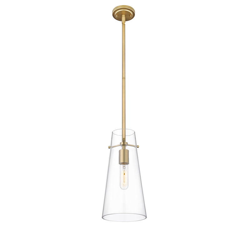 Luminaire suspendu 1 lumière Vilmos, H 58 po x l 6,5 po x P 5 po, Or moderne
