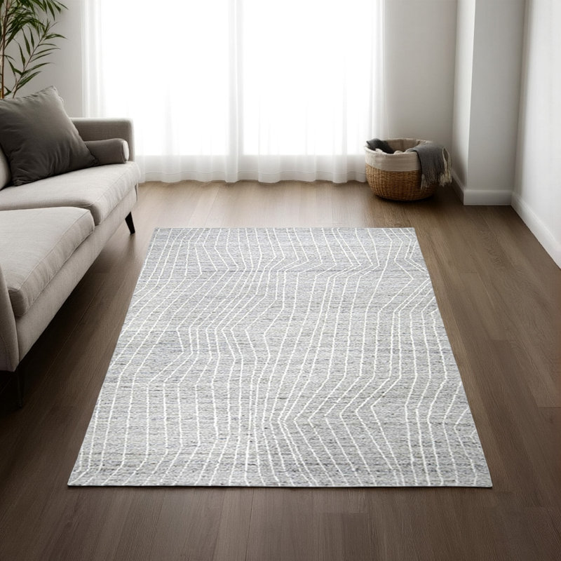 Tapis Monty, motif abstrait, gris, polyester ivoire, dos en coton, Rectangle 5 pi x 7 pi