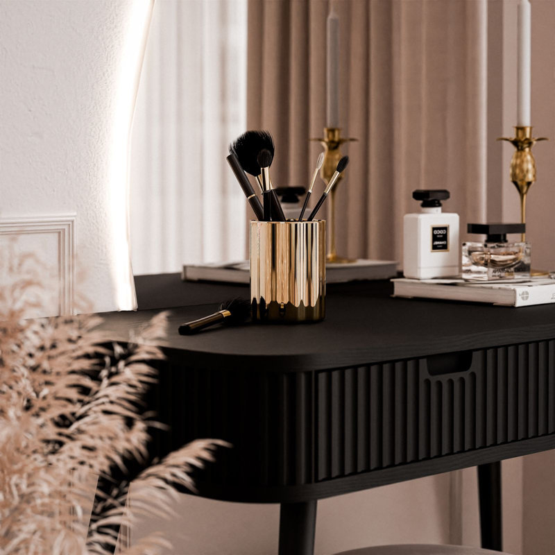 -QS dressing table with LED mirror, Black