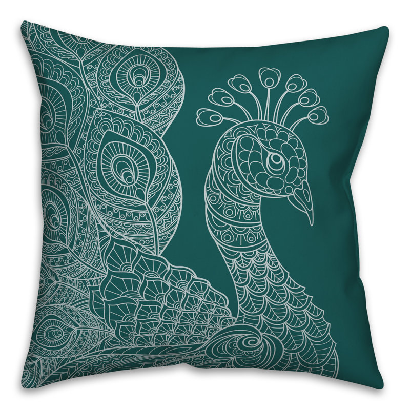 Line Pattern Peacock Throw Pillow