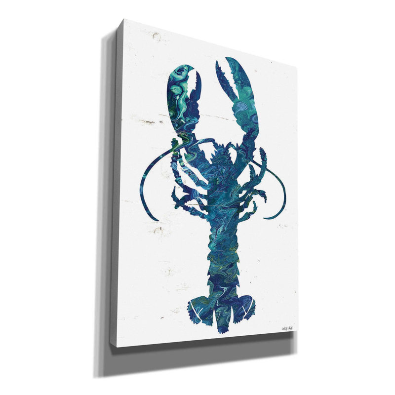 «Vern Bright Lobster Blue» sur toile par Cindy Jacobs, H 26 po x l 18 po x P 0,75 po