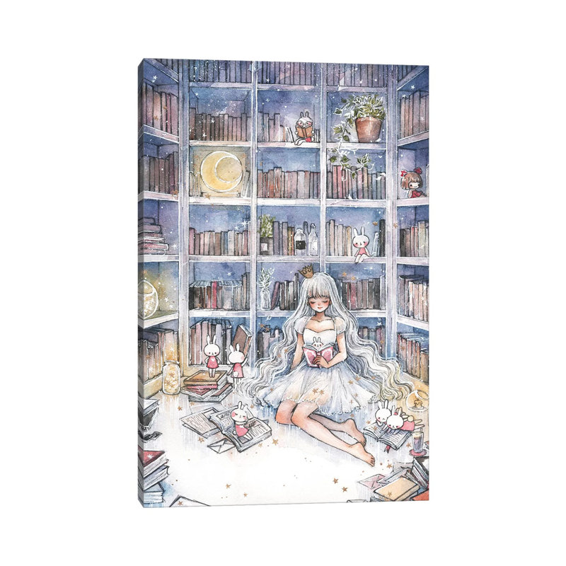The Library by Cherriuki - Wrapped Canvas Painting, 66.04 cm H x 45.72 cm W x 3.175 cm D