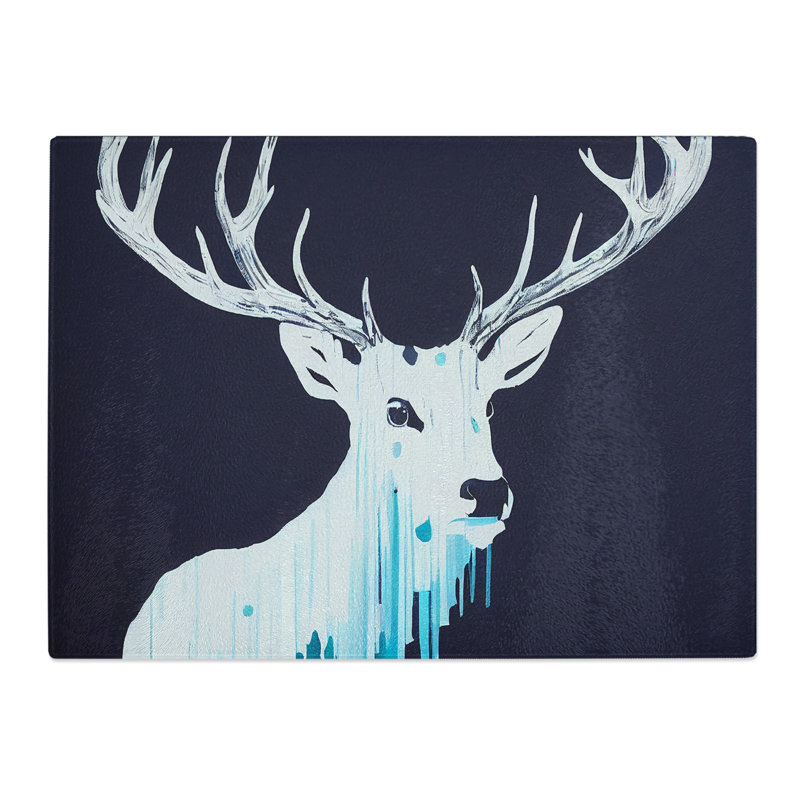 Ice Cool Stag Abstract  Glass Chopping Board