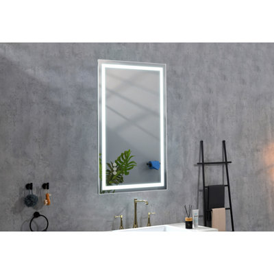 Miroir de salle de bain à DEL 40 po x 32 po avec avant et rétroéclairage, grands miroirs muraux à intensité variable avec antibrouillard, mémoire, 3 couleurs, miroir de meuble-lavabo à DEL