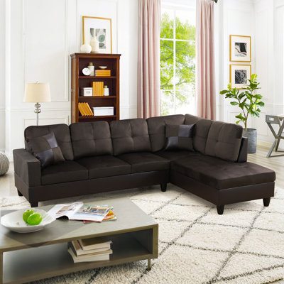 Sabra 2-Piece L Shaped Sectional Sofa & Chaise - Brown/ Dark Brown - 2 Tone