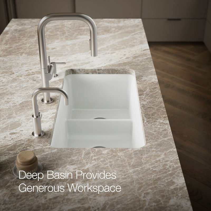 Cairn Smart Divide 33-1/2" Undermount Kitchen Sink, White