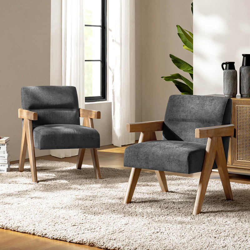 Ensemble de 2 chaises d'appoint Donohoe, Gris anthracite