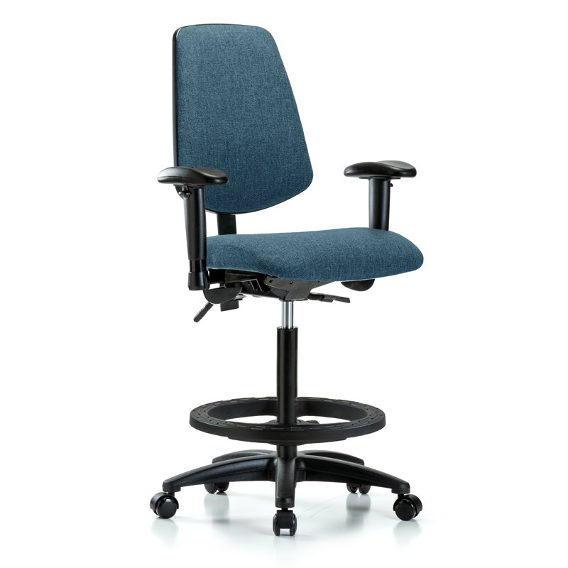 Fauteuil de dessin ergonomique Carli, Bleu, Roulettes, Inclus