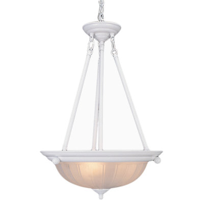 Luminaire suspendu d'intérieur 3 lumières blanc texturé avec abat-jour en verre givré