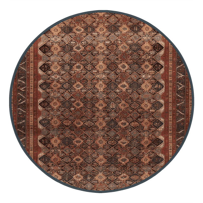 Tapis brun lavable à la machine, Rond 4 pi