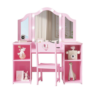 Ensemble de coiffeuse pour enfants avec fauteuil et miroir tactile