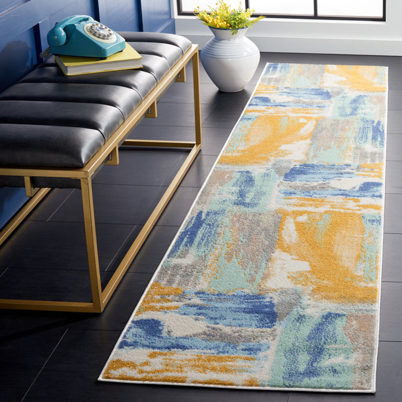 Ariadne 510 Area Rug In Gold / Blue/Green, Runner 2'2" x 9'