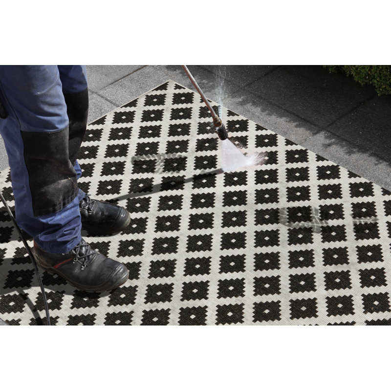 Nizza Flatweave Black/Cream Rug, Rectangular 80 x 150cm