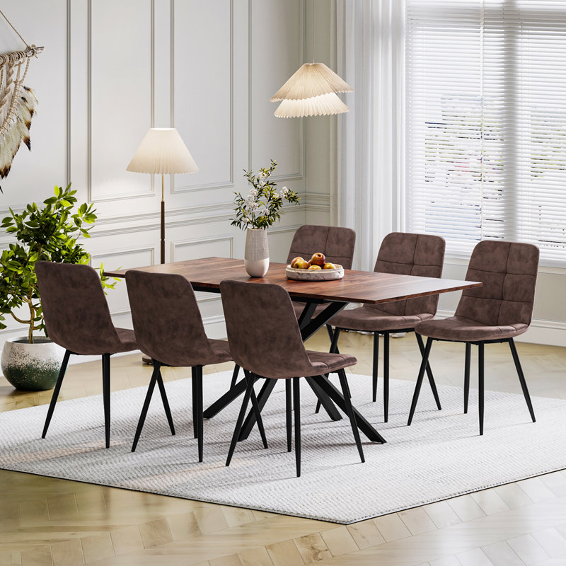 6 - Person Drop Leaf Dining Set, Brown, Brown