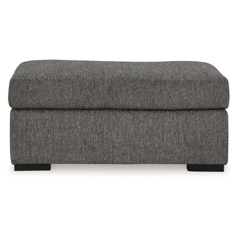 Repose-pieds décoratif Iqay, simili bois noir, polyester gris étain 44 po