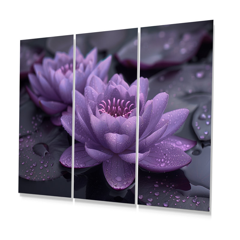 Ensemble d'art mural Saltzman - Lotus, H 40 po x l 60 po x P 1 po