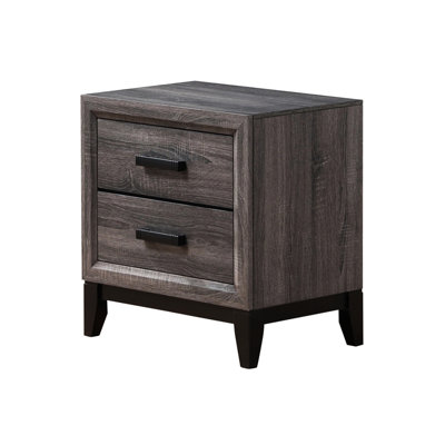 2 Bedroom Nightstand In Grey, Centre Glide Construction Grey With 2 Drawers