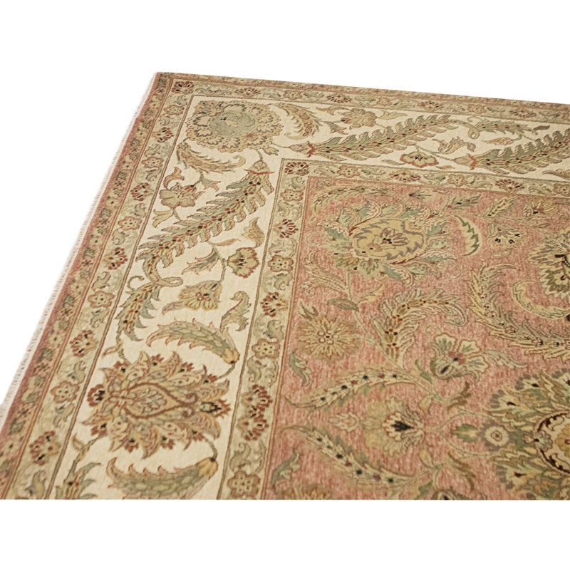 High-Quality Hand-Knotted Rust And Cream Area Rug
