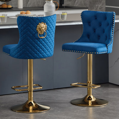 Swivel Adjustable Height Counter Stool With Metal Frame