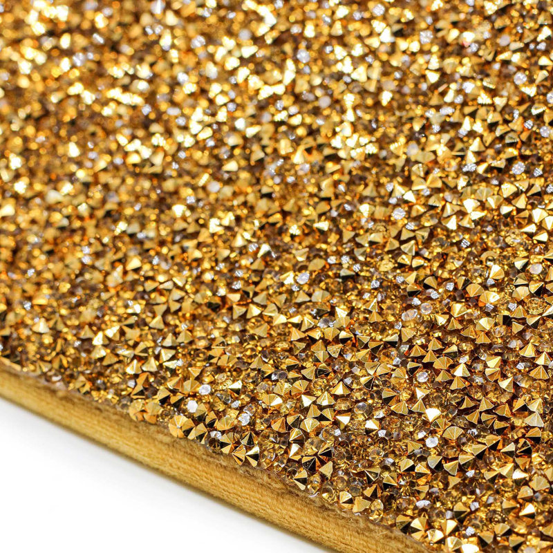 Gold Velvet Rhinestone Oversize Lumbar Throw Pillow