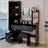 Full Body Mirror Cabinet + Round Mirror LED Vanity Table + Cushioned Stool, 17" Diameter LED Mirror, Touch Control, 3-Color, Brightness Adjustable, Large Desktop, Multi-Layer High Capacity Storage-1002544935