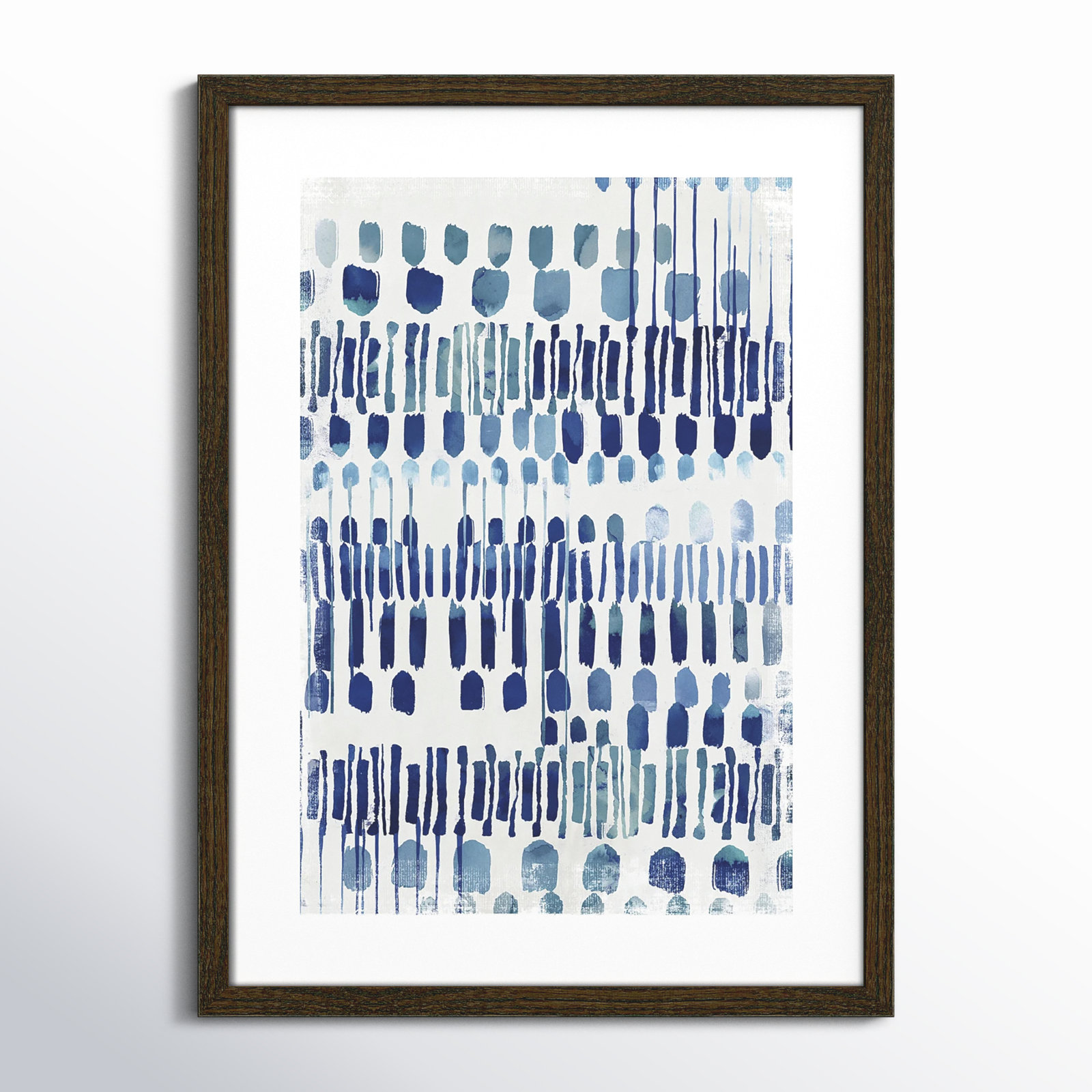 Fynn "Continuously I" Painting by Eva Watts, Walnut Wood Grain Framed Paper, White, 23" H x 17" W x 0.75" D