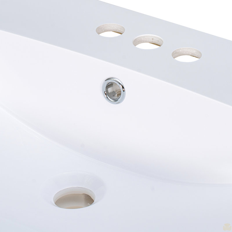 Plateau de meuble-lavabo 24 po seulement, lavabo, 3 trous de robinet, robinet de 4 po disponible, céramique