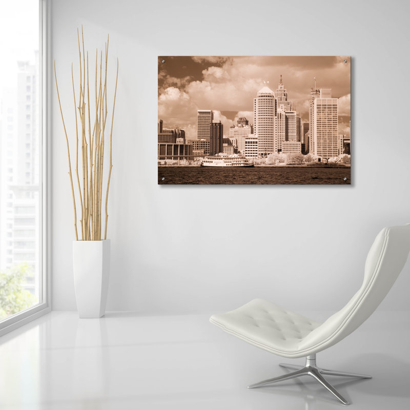 «Detroit Skyline, Michigan 07» par Monte Nagler, H 24 po x l 36 po x P 0,2 po