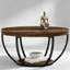 Table basse ronde, table basse circulaire en bois à 2 niveaux de 31,7 pouces avec tablettes de rangement, table d'appoint moderne pour le salon, brun rustique et noir