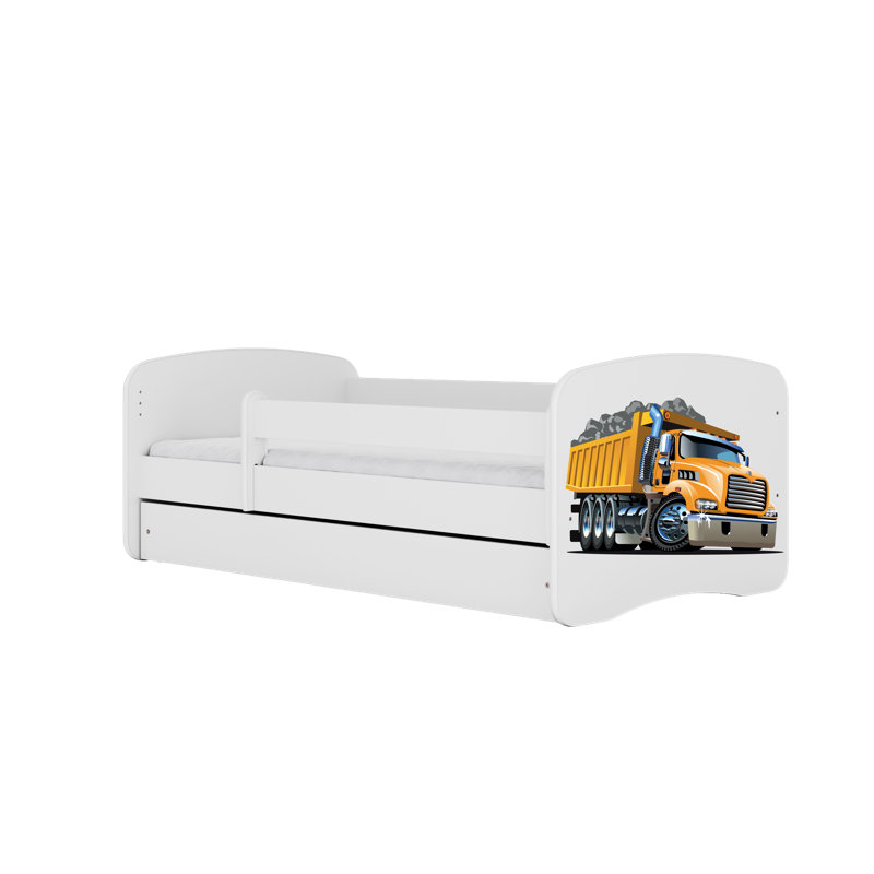 Cicero Drawer Convertible Bed and Mattress, White, European Toddler (80 x 180 cm)