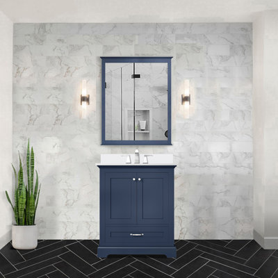 Navy Blue Single Bath Vanity 30 In. W X 22 In. D, With Cultured Marble Top