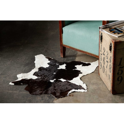Coggins 2' X 3' Black and White Cowhide Hand Woven Area Rug