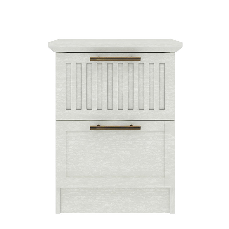 Darry 2 Drawer Bedside Table, Pearl White Oak