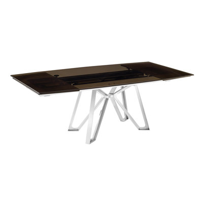 Dcota Extendable Glass Top Metal Base Dining Table