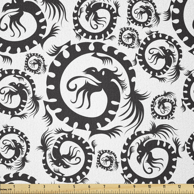 Courtez Chinese Dragon Illustration Multi-Purpose Fabric