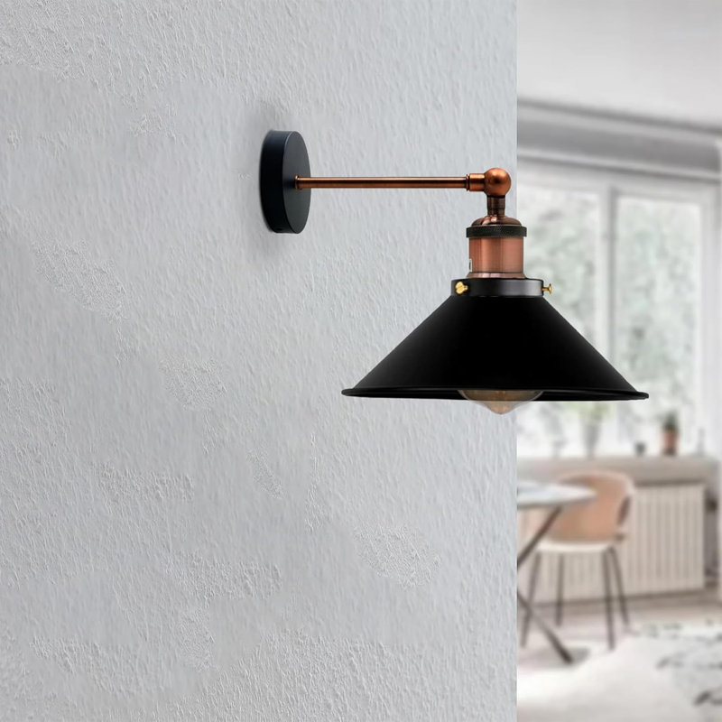 Applique murale industrielle en métal sans fil à angle réglable avec bras réglable en métal pour cuisine, salle de bain, salon et couloir