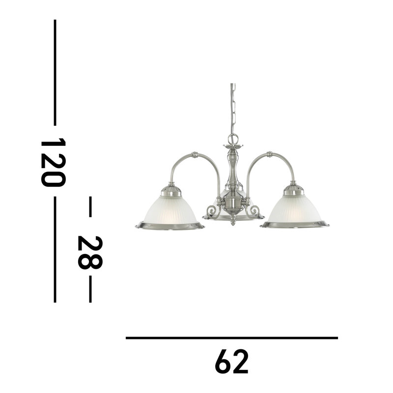 Arnott 3 - Light Shaded Chandelier, Plated Satin Silver