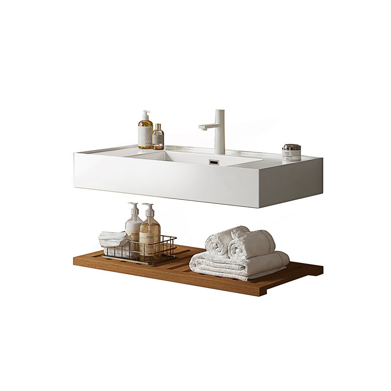 Meuble-lavabo moderne avec lavabo vasque, Noyer, 35"